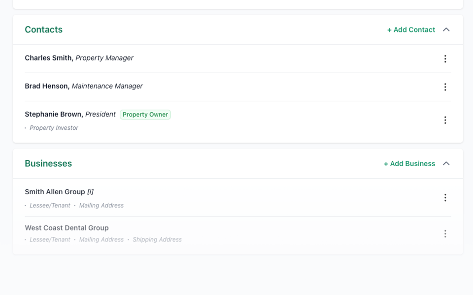 Contact and Business Data